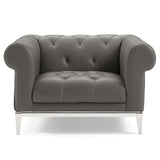 Idyll Tufted Button Upholstered Leather Chesterfield Armchair by Lefancy