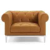 Idyll Tufted Button Upholstered Leather Chesterfield Armchair by Lefancy
