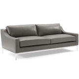 Harness 83.5" Stainless Steel Base Leather Sofa by Lefancy