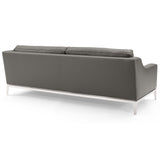 Harness 83.5" Stainless Steel Base Leather Sofa by Lefancy