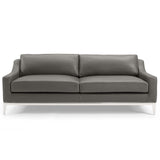 Harness 83.5" Stainless Steel Base Leather Sofa by Lefancy