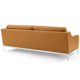 Harness 83.5" Stainless Steel Base Leather Sofa by Lefancy