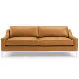 Harness 83.5" Stainless Steel Base Leather Sofa by Lefancy