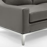 Harness 64" Stainless Steel Base Leather Loveseat by Lefancy