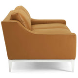 Harness 64" Stainless Steel Base Leather Loveseat by Lefancy
