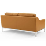 Harness 64" Stainless Steel Base Leather Loveseat by Lefancy