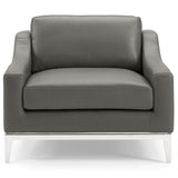 Harness Stainless Steel Base Leather Armchair by Lefancy
