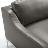 Harness Stainless Steel Base Leather Armchair by Lefancy