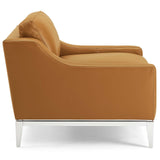 Harness Stainless Steel Base Leather Armchair by Lefancy