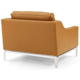 Harness Stainless Steel Base Leather Armchair by Lefancy