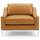 Harness Stainless Steel Base Leather Armchair by Lefancy