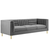 Ingenuity Channel Tufted Performance Velvet Sofa by Lefancy