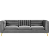 Ingenuity Channel Tufted Performance Velvet Sofa by Lefancy