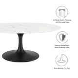 Lippa 42" Oval Artificial Marble Coffee Table by Lefancy