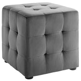 Contour Tufted Cube Performance Velvet Ottoman by Lefancy