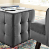 Contour Tufted Cube Performance Velvet Ottoman by Lefancy