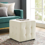 Contour Tufted Cube Performance Velvet Ottoman by Lefancy