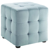 Contour Tufted Cube Performance Velvet Ottoman by Lefancy