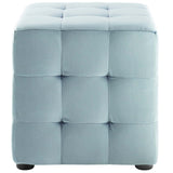 Contour Tufted Cube Performance Velvet Ottoman by Lefancy