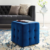 Contour Tufted Cube Performance Velvet Ottoman by Lefancy