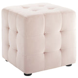 Contour Tufted Cube Performance Velvet Ottoman by Lefancy