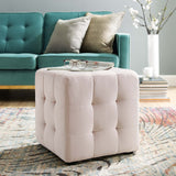 Contour Tufted Cube Performance Velvet Ottoman by Lefancy