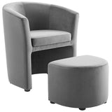 Divulge Performance Velvet Arm Chair and Ottoman Set by Lefancy
