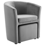 Divulge Performance Velvet Arm Chair and Ottoman Set by Lefancy
