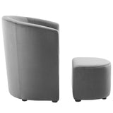 Divulge Performance Velvet Arm Chair and Ottoman Set by Lefancy