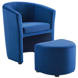 Divulge Performance Velvet Arm Chair and Ottoman Set by Lefancy
