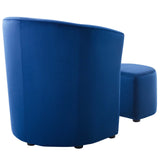 Divulge Performance Velvet Arm Chair and Ottoman Set by Lefancy