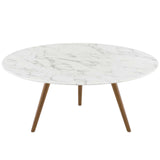 Lippa 36" Round Artificial Marble Coffee Table with Tripod Base by Lefancy