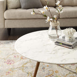 Lippa 36" Round Artificial Marble Coffee Table with Tripod Base by Lefancy