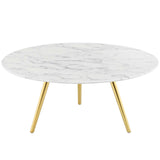 Lippa 36" Round Artificial Marble Coffee Table with Tripod Base by Lefancy