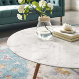 Lippa 40" Round Artificial Marble Coffee Table with Tripod Base by Lefancy