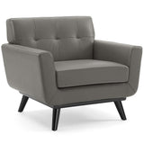 Engage Top-Grain Leather Living Room Lounge Accent Armchair by Lefancy