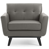 Engage Top-Grain Leather Living Room Lounge Accent Armchair by Lefancy
