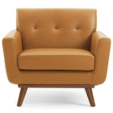 Engage Top-Grain Leather Living Room Lounge Accent Armchair by Lefancy
