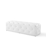 Amour 60" Tufted Button Entryway Faux Leather Bench by Lefancy