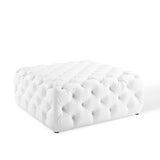 Amour Tufted Button Large Square Faux Leather Ottoman by Lefancy