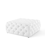 Amour Tufted Button Large Square Faux Leather Ottoman by Lefancy