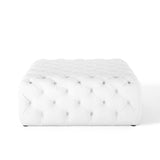 Amour Tufted Button Large Square Faux Leather Ottoman by Lefancy