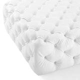 Amour Tufted Button Large Square Faux Leather Ottoman by Lefancy