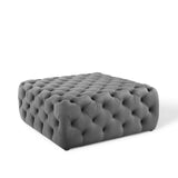 Amour Tufted Button Large Square Performance Velvet Ottoman by Lefancy