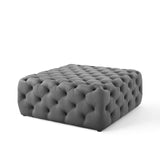 Amour Tufted Button Large Square Performance Velvet Ottoman by Lefancy