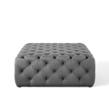 Amour Tufted Button Large Square Performance Velvet Ottoman by Lefancy