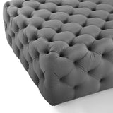 Amour Tufted Button Large Square Performance Velvet Ottoman by Lefancy