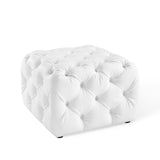 Amour Tufted Button Square Faux Leather Ottoman by Lefancy