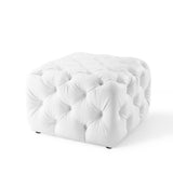 Amour Tufted Button Square Faux Leather Ottoman by Lefancy