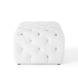 Amour Tufted Button Square Faux Leather Ottoman by Lefancy